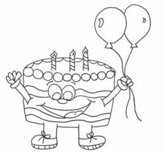 Birthday cake coloring page